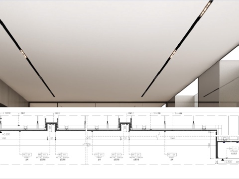 工装天花吊顶 无主灯吊顶 办公室吊顶 透光软膜吊顶cad施工图