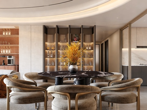  意式轻奢餐厅3d模型 