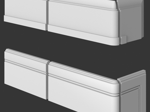  带端头的2号和3号踢脚线 LepGrand3d模型 