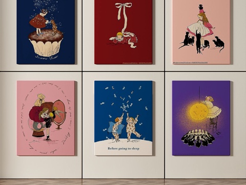  现代，抽象，简约，儿童，组合画3d模型 