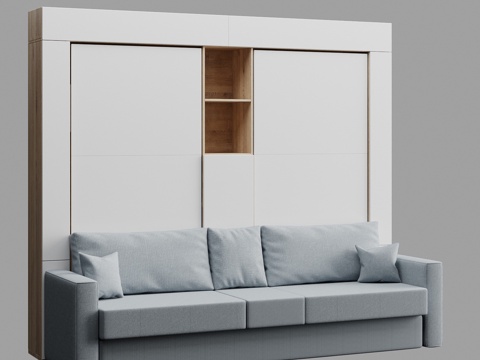  斯堪的纳维亚衣柜床3d模型 