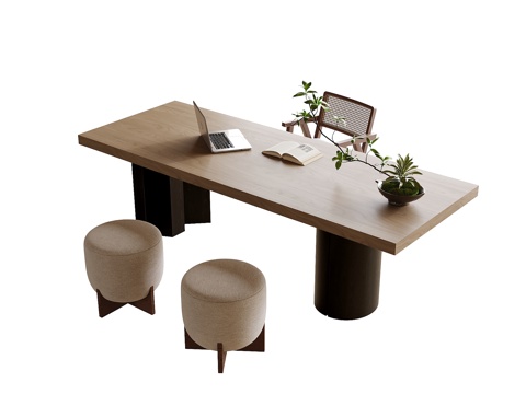  现代书桌椅 凳子3d模型 