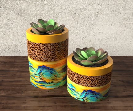  现代植物摆件3d模型 