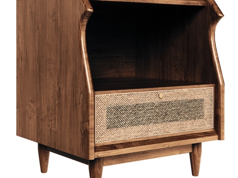  OM中世纪风格单抽屉床头柜3d模型 