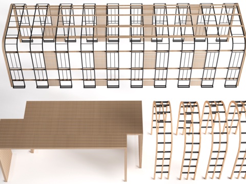 现代景观花架 葡萄架 廊架 绿植爬架su模型