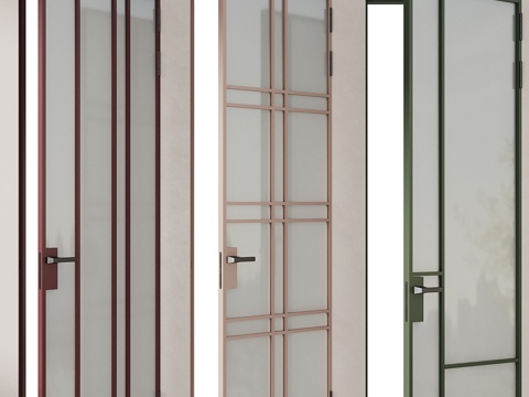  现代简约玻璃门 单开门 卫生间单开门 门3d模型 