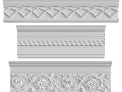 带装饰线的檐口，预制件，编号159，编号3d模型 