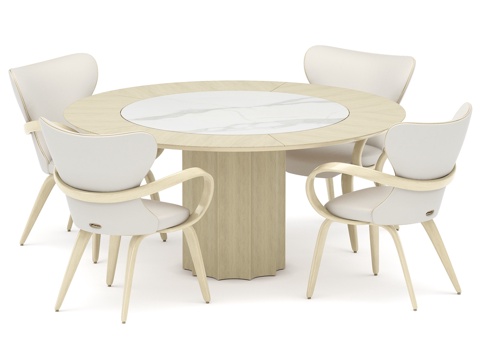  含餐桌ST3 160x160（Statuario）的餐桌组3d模型 