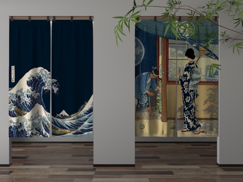  现代门帘3d模型 