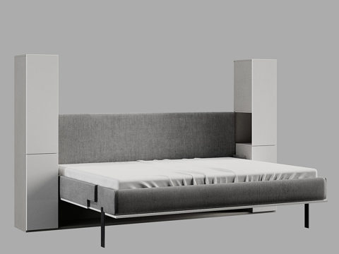  现代简约双人床 双人床 简约床 卧室床 抱枕3d模型 