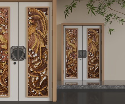  现代平开门3d模型 