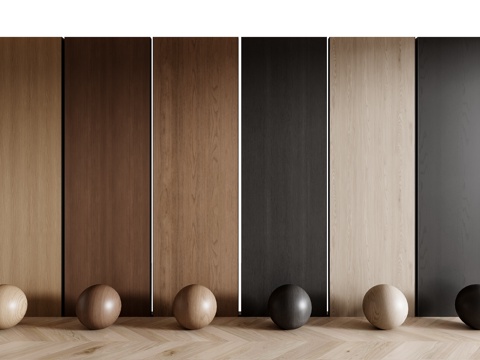  现代木饰面3d模型 