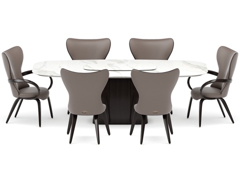  配STK 120x240餐桌的餐桌组（雕塑纹理）3d模型 