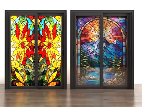  现代玻璃门3d模型 