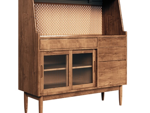  OM餐边柜，4抽屉配2滑动门款3d模型 