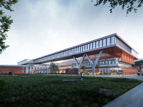 现代简约学校建筑 大学生活动中心 会堂su模型