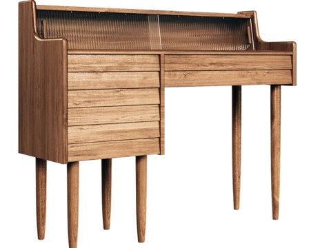  带柜体、抽屉及镜子的OM梳妆台3d模型 