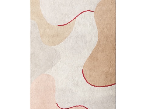  OM_米色棉质地毯，F系列设计师印花款3d模型 