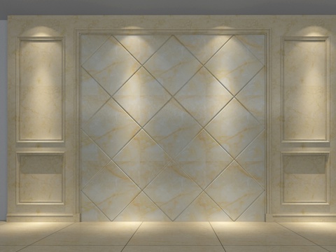  欧式简约背景墙3d模型 