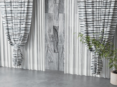  现代窗帘3d模型 