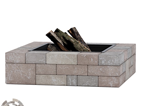  OM RocArt 火盆（方形，Plaza）人造石材质3d模型 