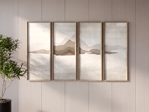 新中式装饰挂画su模型