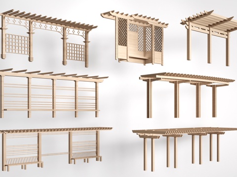 现代景观花架 葡萄架 廊架 绿植爬架su模型