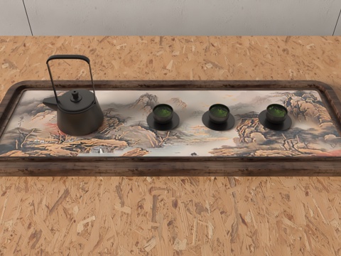  现代茶盘3d模型 