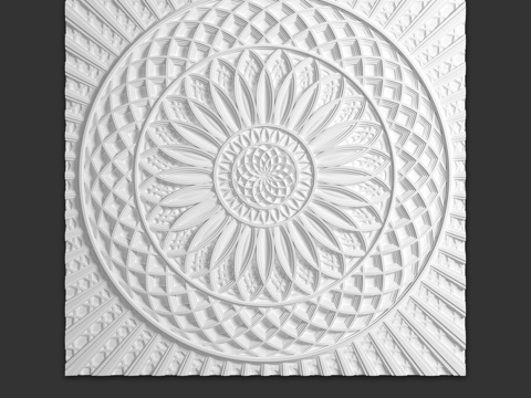  香格里拉曼陀罗壁板3d模型 