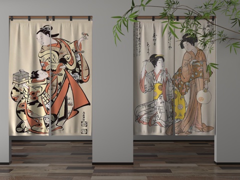  现代门帘3d模型 