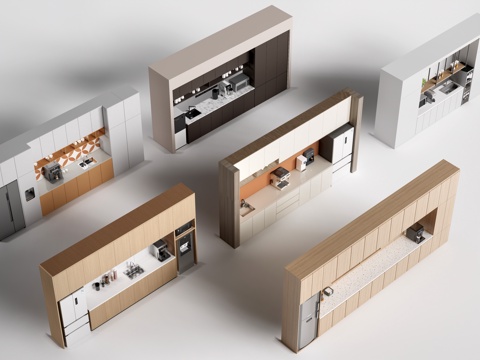 现代茶水间柜子 茶水台 茶水间储物柜 茶水柜su模型