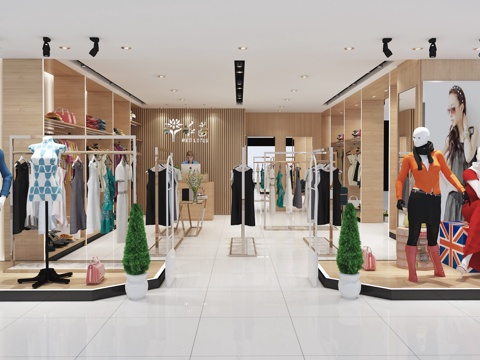  现代服装店3d模型 