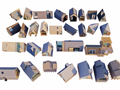 小木屋 木屋民宿建筑 网红树屋 木建筑 露营生态别墅木屋驿站su模型