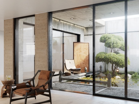  现代中式花园3d模型 