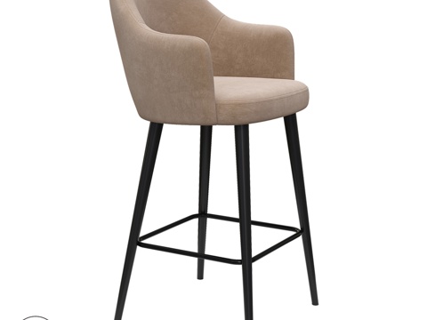  OM椅子ALEXANDRIA酒吧木质款3d模型 