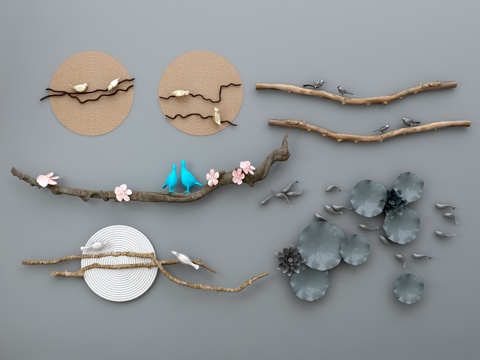  墙饰 新中式墙饰 不规则墙饰 树枝墙饰 金属墙饰 创意墙饰3d模型 