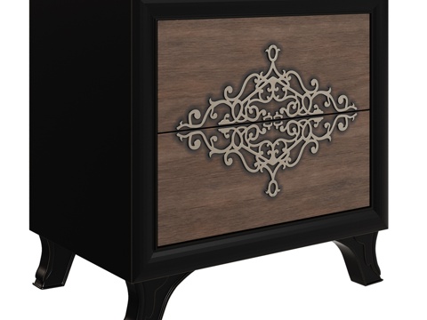  OM 意大利风格双抽屉床头柜3d模型 