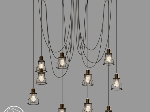  LampsShop.ru L1082 吊灯 黑色蜘蛛罩3d模型 