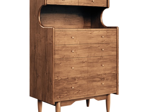  OM中世纪风格5抽屉储物秘书柜3d模型 