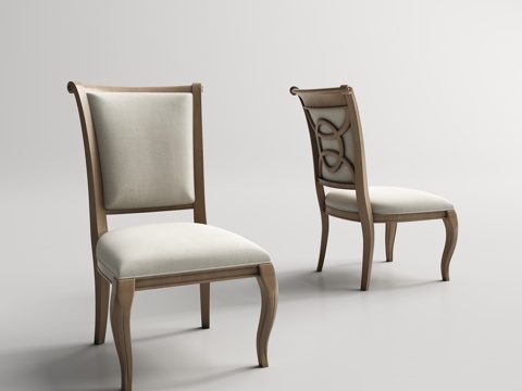  美式简约餐厅椅 餐椅3d模型 