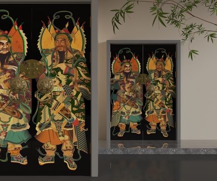  现代平开门3d模型 