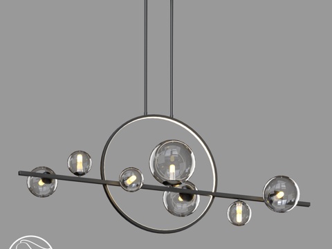  LampsShop L1579 吊灯 彩虹泡泡平行款3d模型 