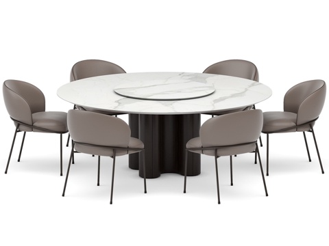  配有 STY D200 (大理石纹)餐桌与餐椅套装3d模型 