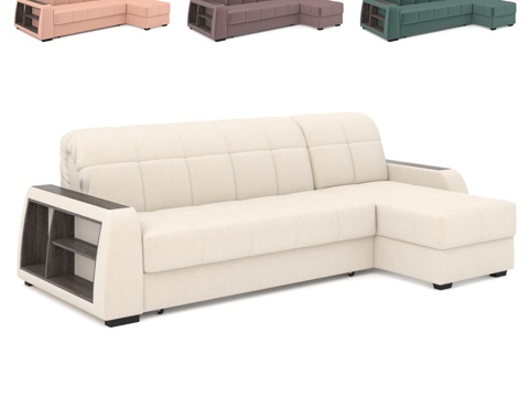  Domo Pro转角沙发带榉木层架，缝线款3d模型 