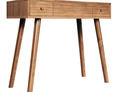  OM 世纪中叶梳妆台（带两个抽屉和镜子）3d模型 