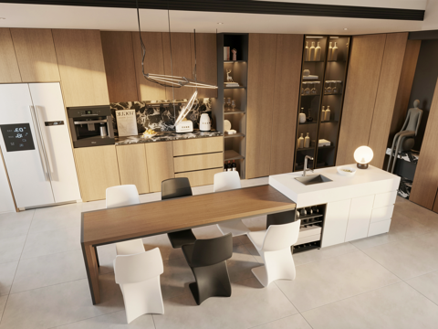  岛台餐桌3d模型 