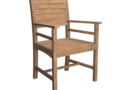  实心柚木扶手椅克劳迪娅3d模型 