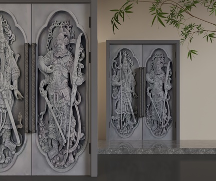  现代平开门3d模型 