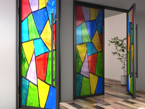 现代玻璃门3d模型