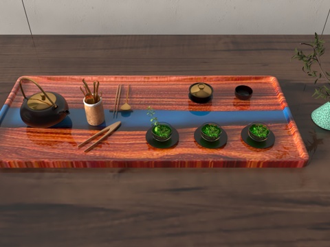  现代茶盘3d模型 